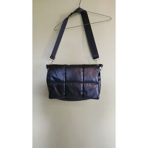 Anthropologie Edison Fold over‎ Quilted Puffy Bag Black